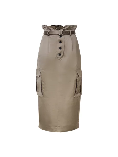 Satynowa spódnica Self-portrait beżowa