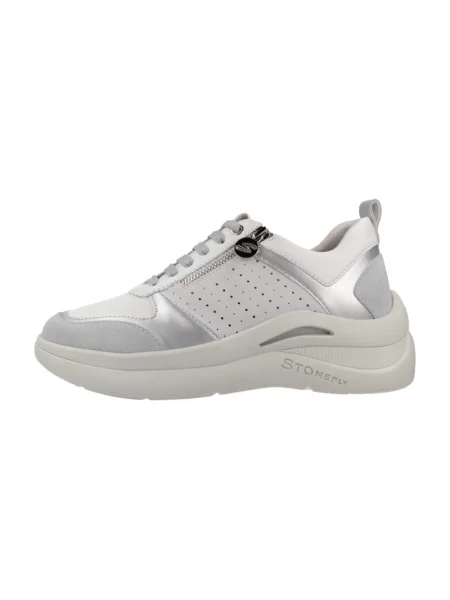 Welurowe sneakersy Stonefly białe