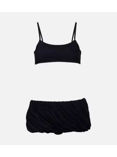 Bikini Alaïa cu talie joasă plisat negru