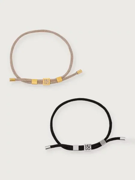 HUGO set de brățări pentru bărbați pachet de 2 negru