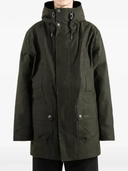 Palton Barbour cu glugă verde