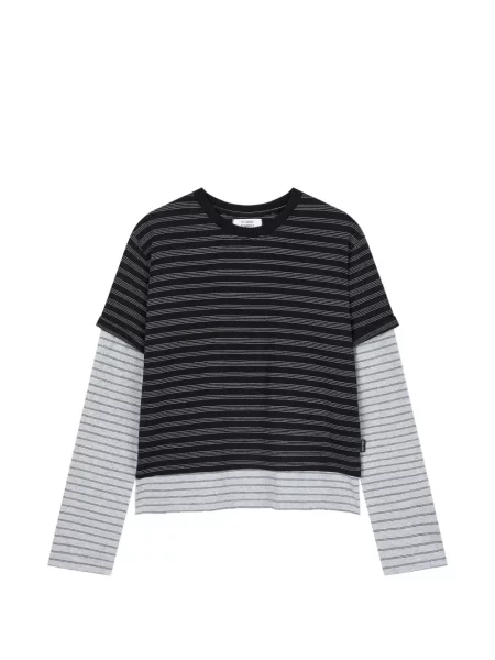 Lung tricou Tomboy cu dungi negru