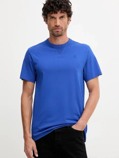 Тениска G-Star Raw с изчистен дизайн синьо