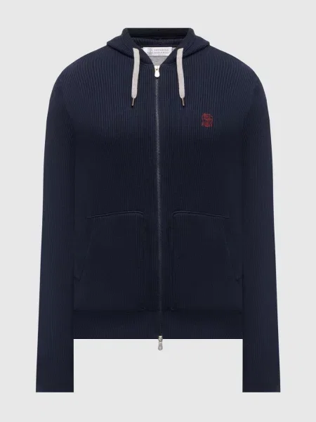 Спортивна куртка з вишивкою емблеми Brunello Cucinelli синя
