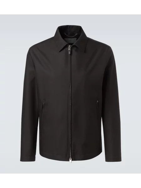 Kožená bunda Canali hnedá