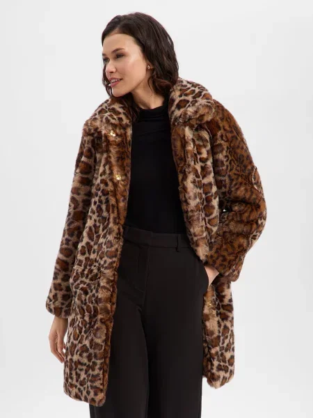 Nümph kurtka ze sztucznego futra NULulla Kobiety beżowy|brązowy wzorzysty 34 beżowa