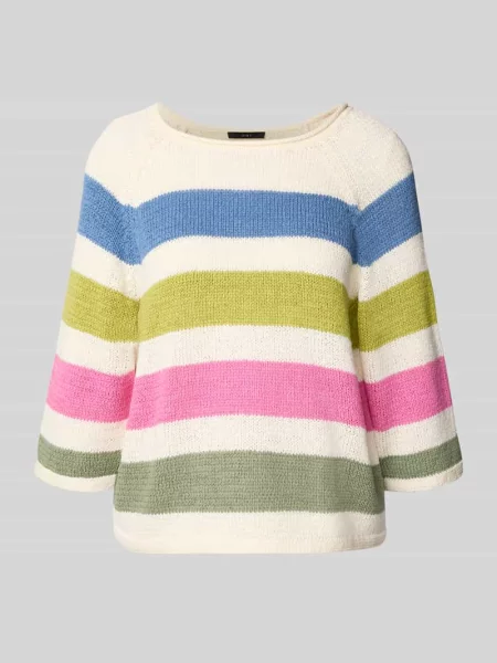 Sweter z dzianiny z mieszanki bawełny Oui khaki
