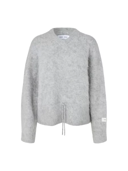 Sweter Samsoe Samsoe z dekoltem w serek szary