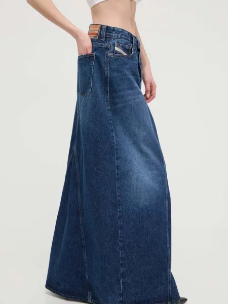 Diesel spódnica jeansowa DE-PAGO GONNA niebieski maxi rozkloszowana czarna