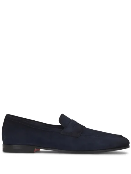 Pantofi loafer Santoni din piele de căprioară albastru