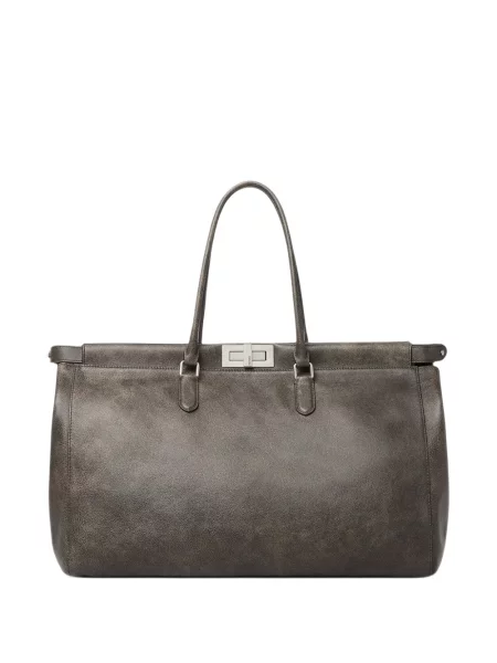 Geantă Fendi Peekaboo gri