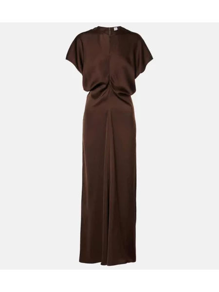 Rochie maxi Toteme drapată de costum maro