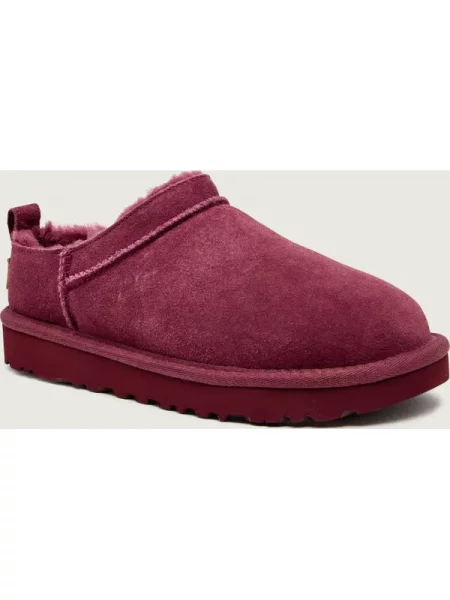 UGG papuci din piele întoarsă Classic Micro roz roșu