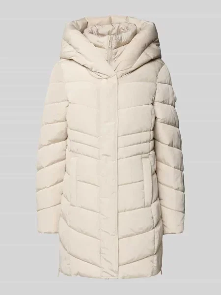 Płaszcz pikowany o kroju regular fit z kapturem Tom Tailor beżowy