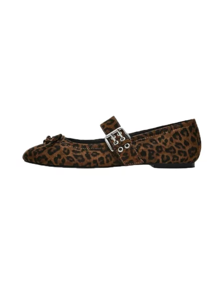 Bershka Balerini cu curea glezna maro coniac negru