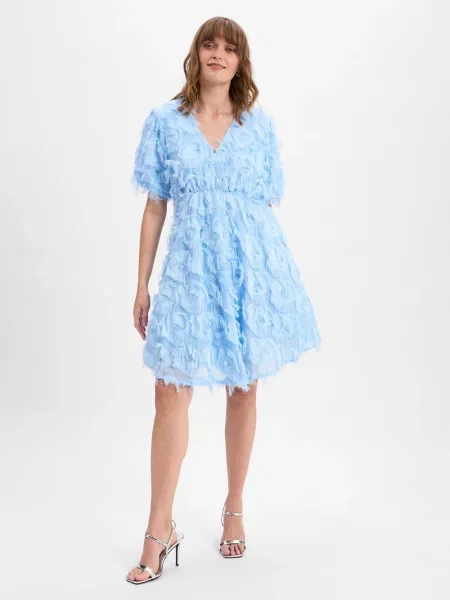 Sukienka koktajlowa o długości do kolan z dekoltem w serek model ‘PAZYLLA’ Y.a.s niebieska