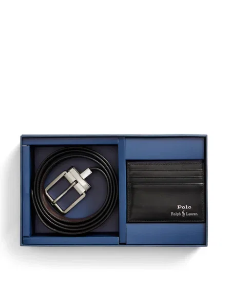 Set de etui pentru carduri și curea Polo Ralph Lauren negru