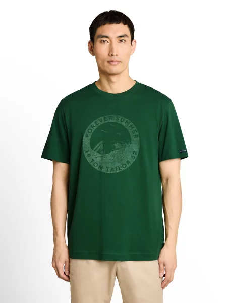 TOM TAILOR Tricou stuf / închis verde