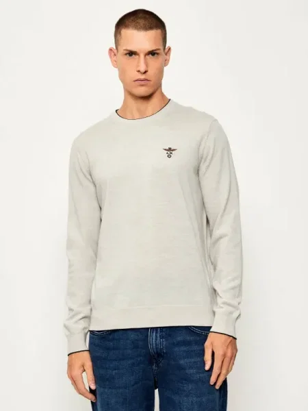 Aeronautica Militare De lână pulover | Regular Fit gri