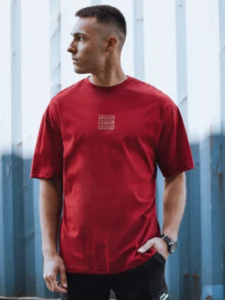 T-shirt z nadrukiem bordowy Dstreet
