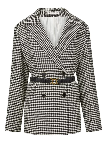"houndstooth" rašto švarkas Veronica Beard juoda
