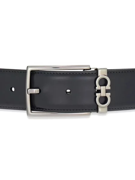 Kožený oboustranný pásek Ferragamo modrý