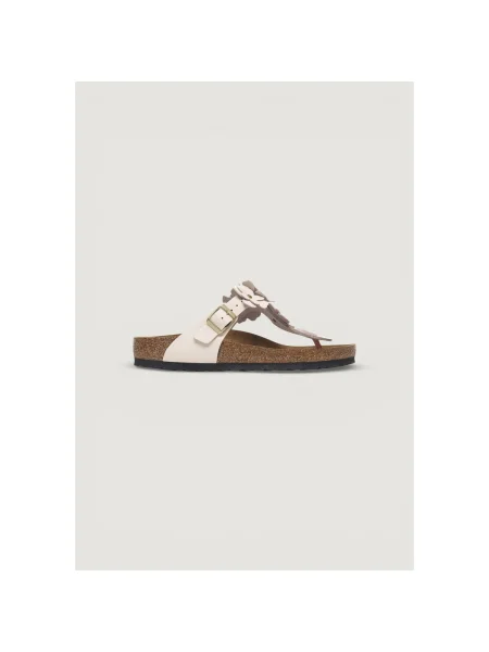 Pantofi Birkenstock cu model floral alb