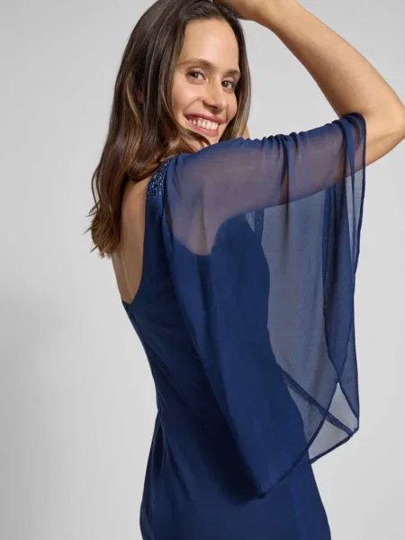 Sukienka wieczorowa z wiązanym detalem Luxuar Fashion granatowa
