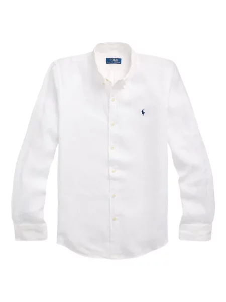 Haftowane szorty jeansowe Polo Ralph Lauren skórzane na ramiączkach niebieskie
