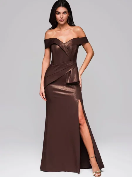 Rochie de seară Edoti de costum maro