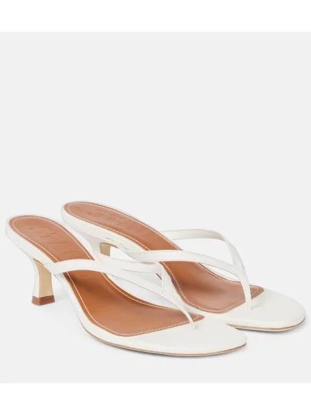 Chiloți tanga Staud din piele alb