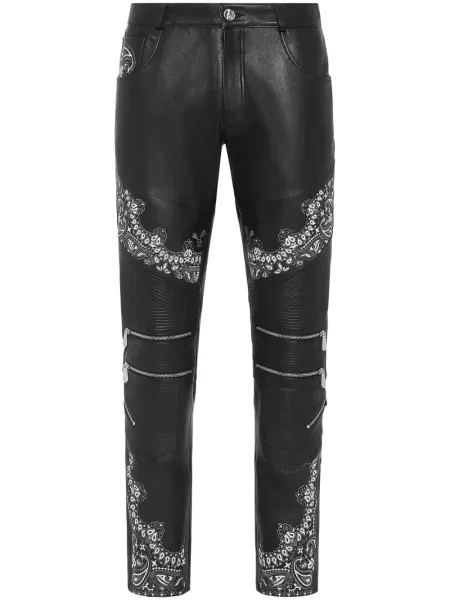 Pantaloni Philipp Plein din piele negru