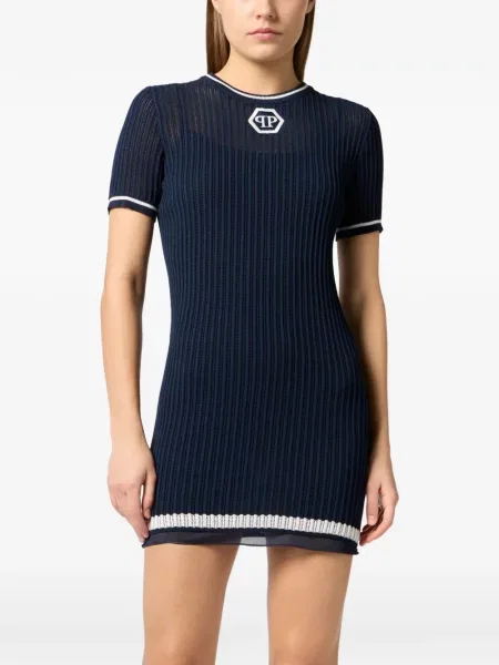 Rochie mini Philipp Plein cu autograf albastru