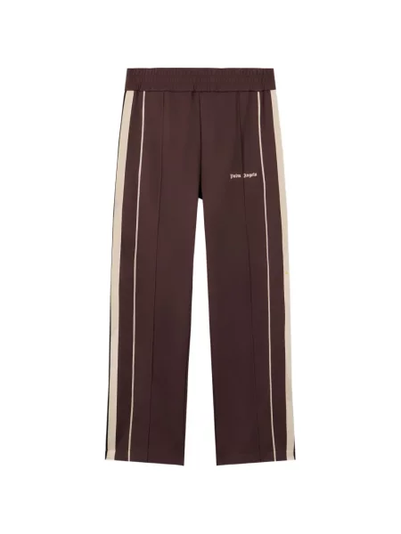 Pantaloni Palm Angels cu dungi alergare cu autograf maro
