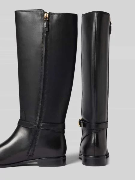 Kozaki skórzane z aplikacją z logo model ‘BROOKE’ Lauren Ralph Lauren czarne