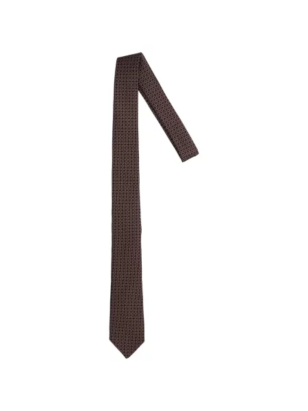 Cravată Lardini de mătase cu imprimeu geometric maro