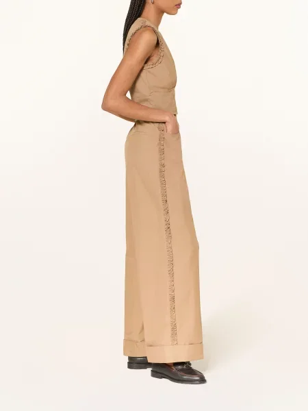 Claudie Pierlot Spodnie Z Falbanami beige beżowe