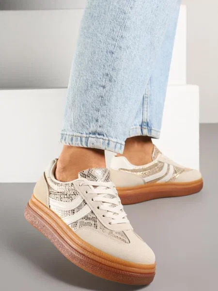 Sneakers Olritia Print piele de șarpe negru