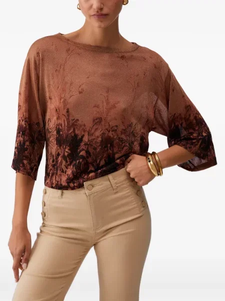 Top Liu Jo z okrągłym dekoltem brązowy