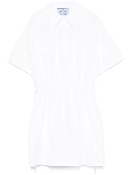 Mała sukienka mini Prada popelinowa garniturowa biała