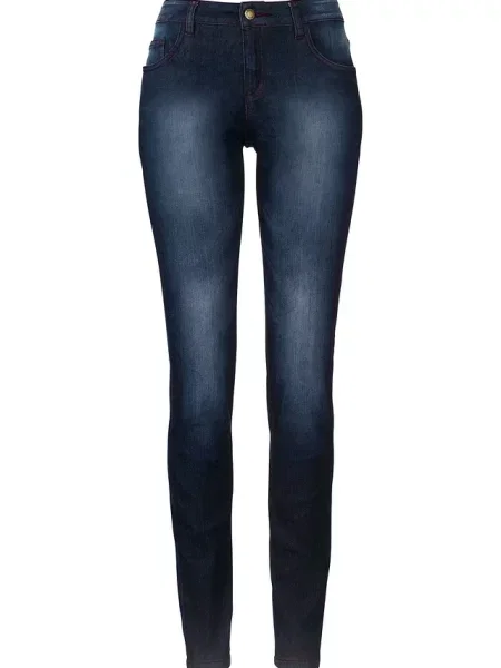 Jeansy skinny ze stretchem mid waist niebieskie