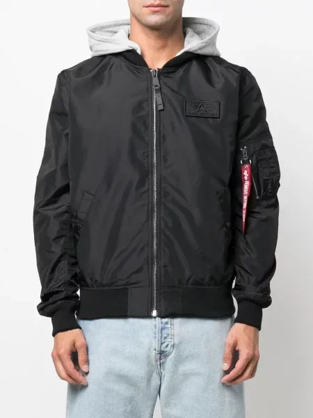 Geacă bomber Alpha Industries cu imagine negru