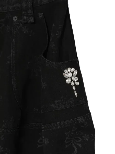 Fustă midi Simone Rocha cu funde negru