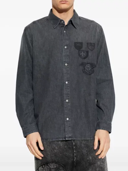Košile Diesel s výšivkou šedá
