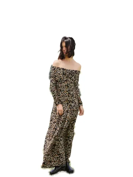 Rochie maxi Farm Rio cu model floral de costum negru