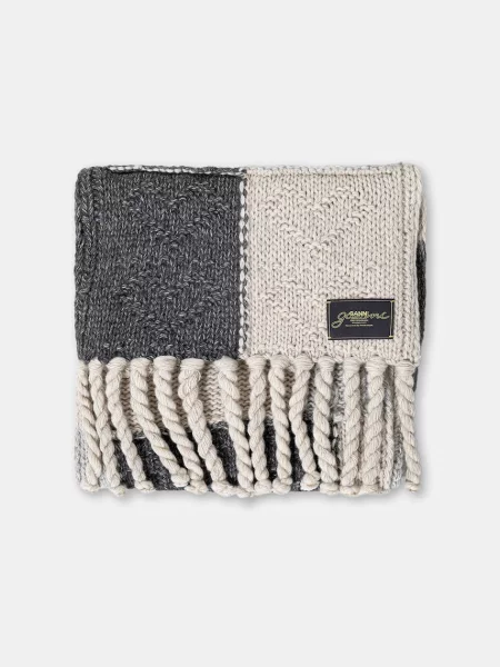 GANNI szalik z dodatkiem wełny Wool Cotton Bubble wzorzysty szary