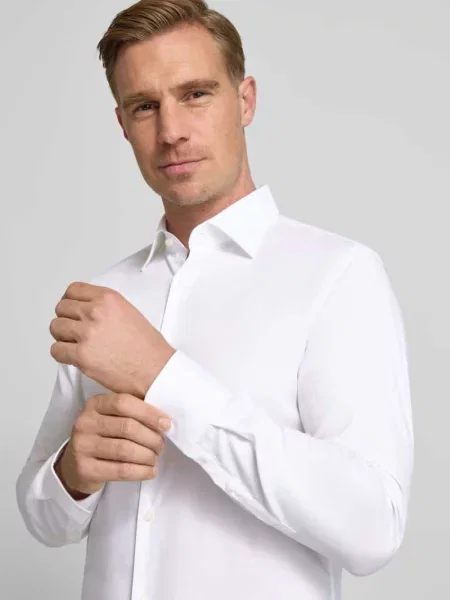 Koszula biznesowa o kroju slim fit z mieszanki bawełny model ‘HANK’ Boss biała