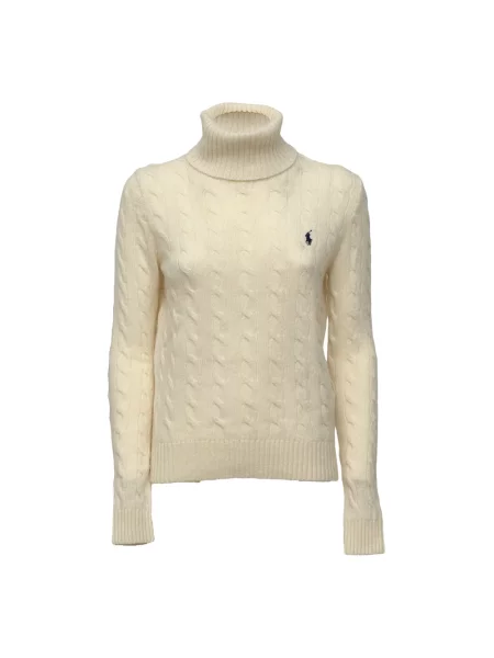Sweter z golfem Polo Ralph Lauren wełniany biały
