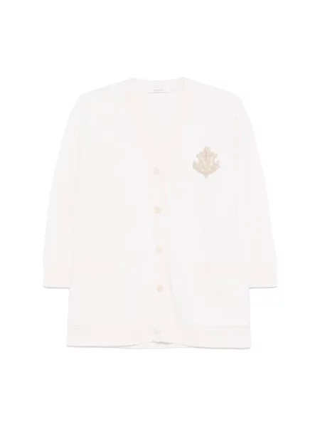 Dzianinowy sweter z dekoltem w serek Max Mara biały