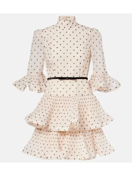 Rochie Zimmermann cu buline cu volane bej